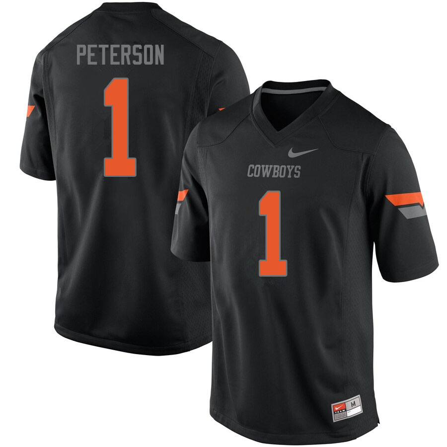Men #1 Kevin Peterson Oklahoma State Cowboys College Football Jerseys Sale-Black - Click Image to Close